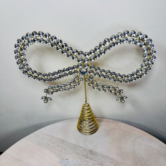 NEW Cupcakes and Cashmere Crystal Bow Tree Topper Gold Glam Holiday Decor NWT - Picture 7 of 11